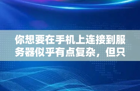 你想要在手机上连接到服务器似乎有点复杂，但只要按照以下步骤操作，应该能够实现。以下是一步步的指南