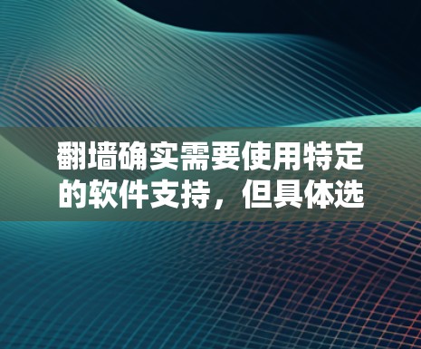 翻墙确实需要使用特定的软件支持，但具体选择取决于需求和安全考虑。以下是一些总结