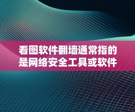 看图软件翻墙通常指的是网络安全工具或软件，用于阻止或过滤网络攻击或网络威胁。以下是一些常见的翻墙软件及其功能