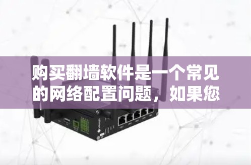 购买翻墙软件是一个常见的网络配置问题，如果您需要解决这个问题，以下是一步步的指导