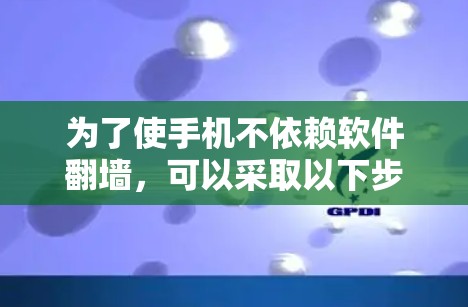 为了使手机不依赖软件翻墙，可以采取以下步骤