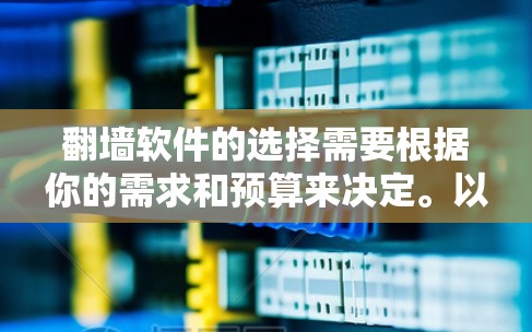 翻墙软件的选择需要根据你的需求和预算来决定。以下是一些推荐的翻墙软件，它们各有特点，适合不同用户