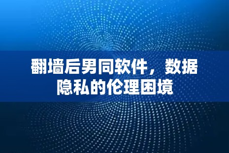 翻墙后男同软件，数据隐私的伦理困境