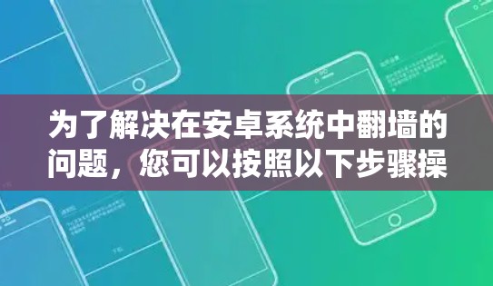 为了解决在安卓系统中翻墙的问题，您可以按照以下步骤操作