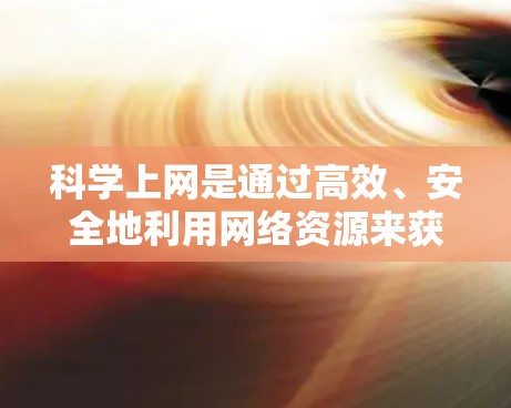 科学上网是通过高效、安全地利用网络资源来获取信息和学习知识的一种方式。以下是一步步的科学上网计划